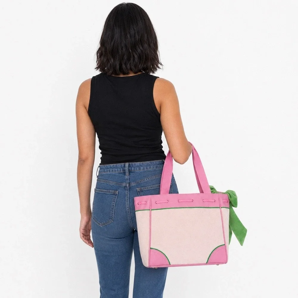 Juicy Couture Retro Strawberry Tote Bag Powder Blush Pink Velour 11JCDXUMXPB NEW